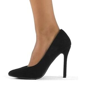 Mysoft Womens Black Faux Suede Pointed Toe Stiletto Pumps High Heels Size 6